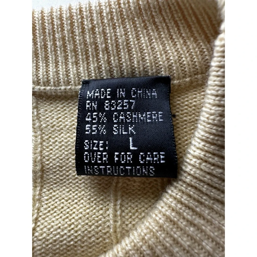 Forte Cable Knit Sweater Mens‎ Large Cashmere Silk Blend Lightweight Soft